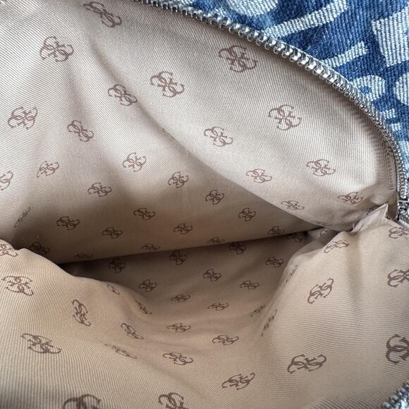 Guess Mini Backpack Purse Blue Denim Silver Trim Logo Los Angeles DY699433 - Picture 9 of 12